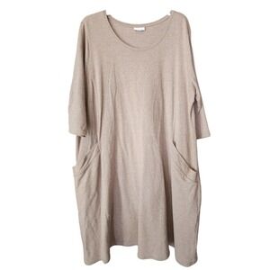 Pure Jill Knit Tunic Pockets 3/4 Sleeve Pima Cotton Modal Size 2X Dress Taupe